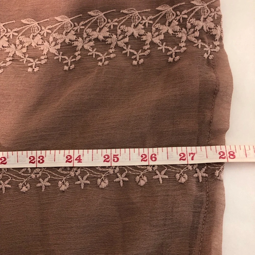 A DIP OF DARLING Victorian Blouse Dusty Rose Pink Embroidered 3/4 Sleeve SZ XL - Picture 13 of 14